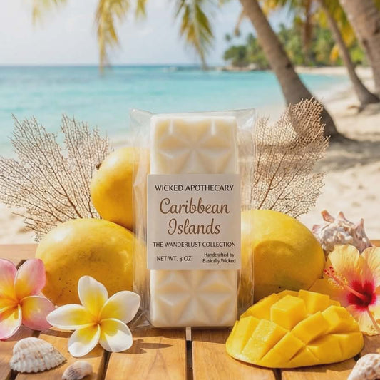 Wicked Apothecary Caribbean Islands soap bar with tropical setting